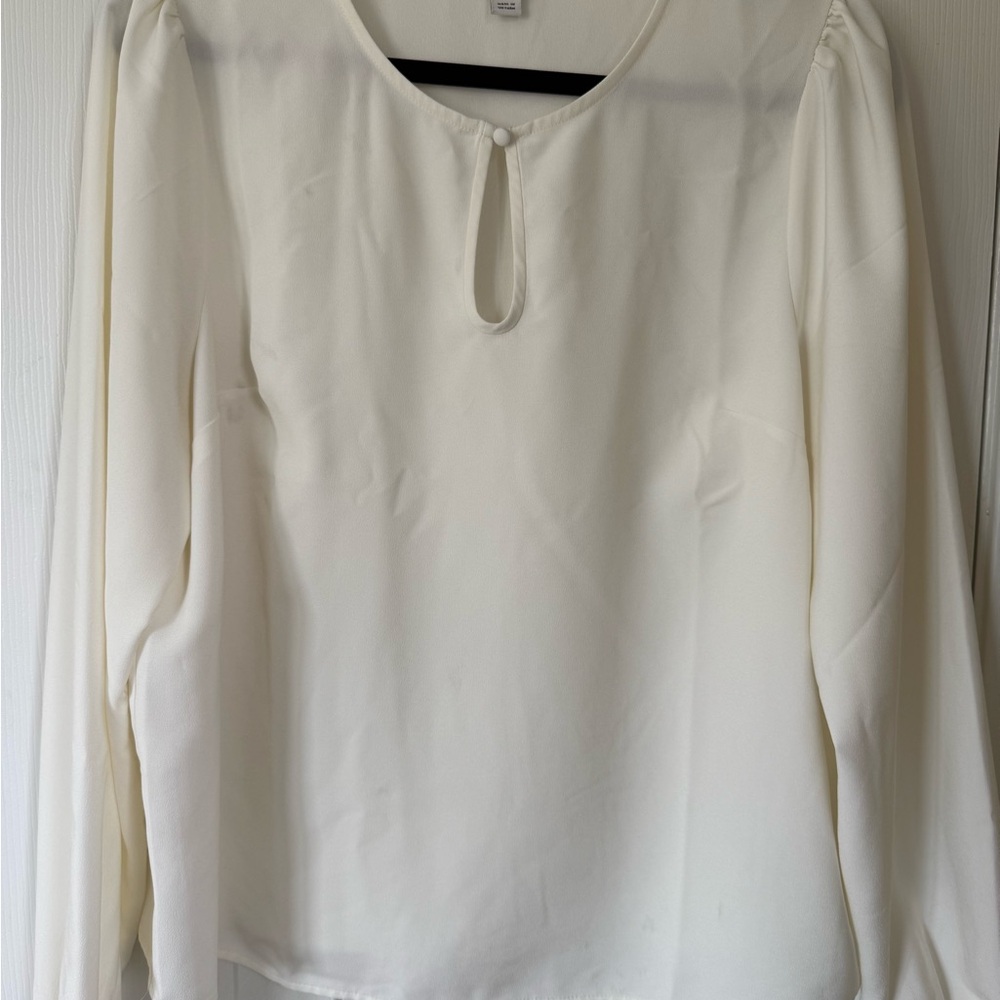 J. Crew Factory Cream Blouse with Keyhole Detail